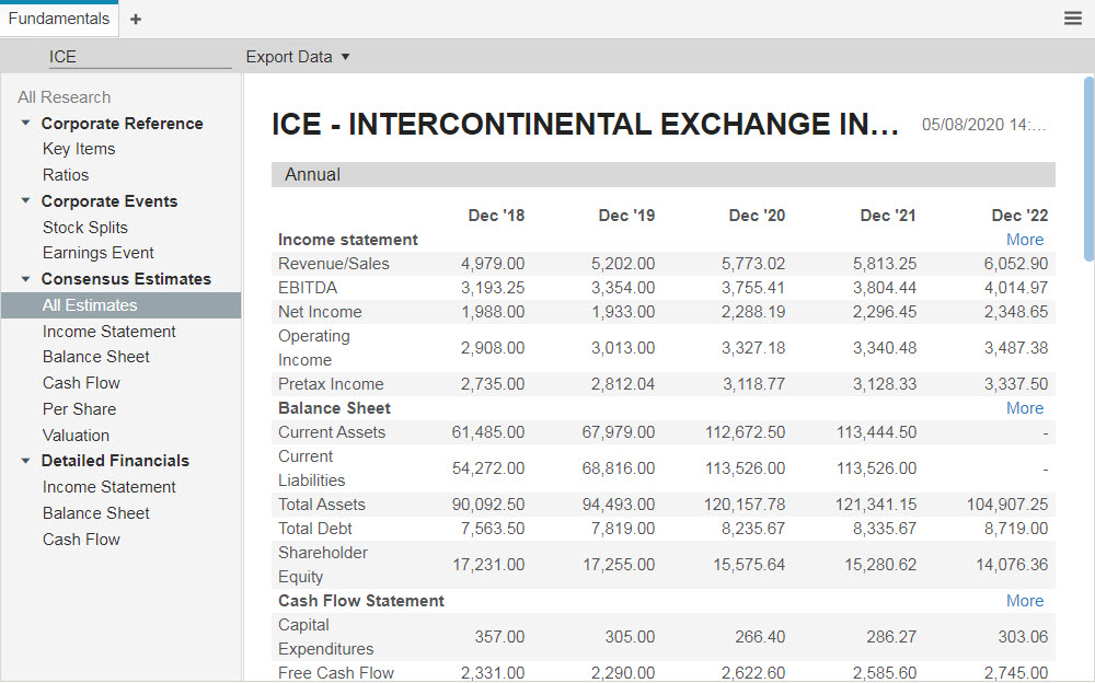 ICE Widget - Fundamentals - Export the data to PDF